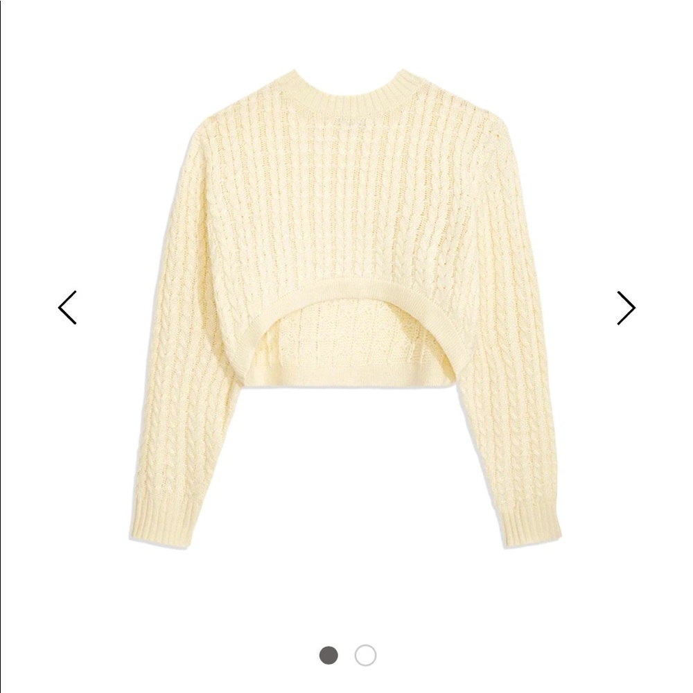 White CROPPED MOCK NECK CABLE SWEATER (NWT)